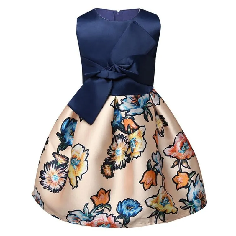 Baby Kids Clothes Princess Party Dresses For Girls Kids Flower Printed Dresses Size 8 Girls Formal Dress