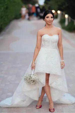Backless Lace Wedding Gown Short Front Long Back