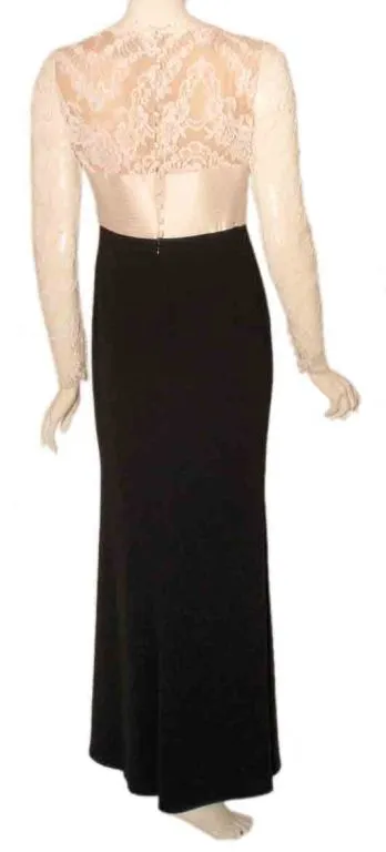 BADGLEY MISCHKA 1990s Black and White Long Sleeve Gown