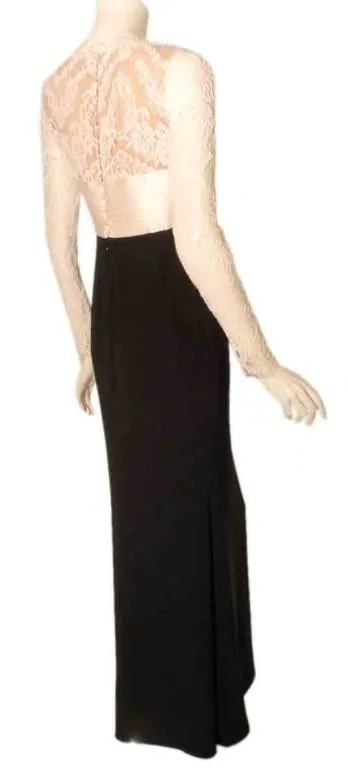 BADGLEY MISCHKA 1990s Black and White Long Sleeve Gown