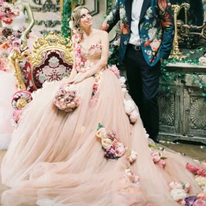 ball gown prom dresses 3d flowers elegant champagne luxury prom gowns vestido de graduation
