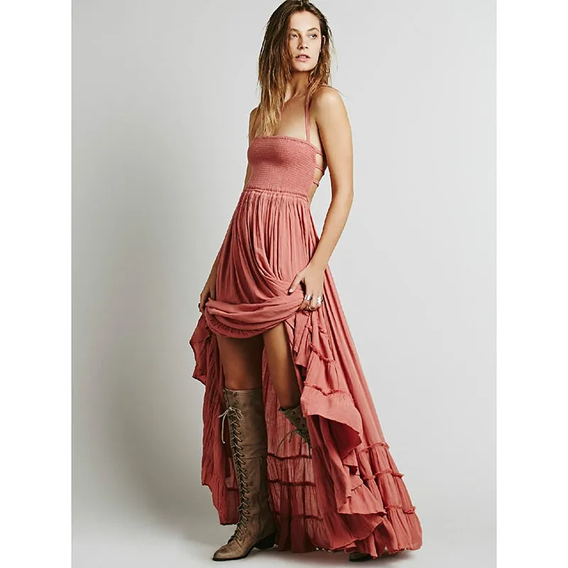 Beach Dress, Bohemian, Chic Backless Long Maxi Dress