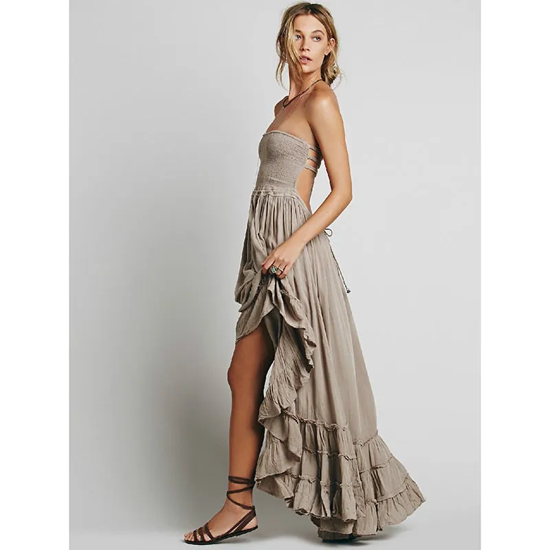 Beach Dress, Bohemian, Chic Backless Long Maxi Dress