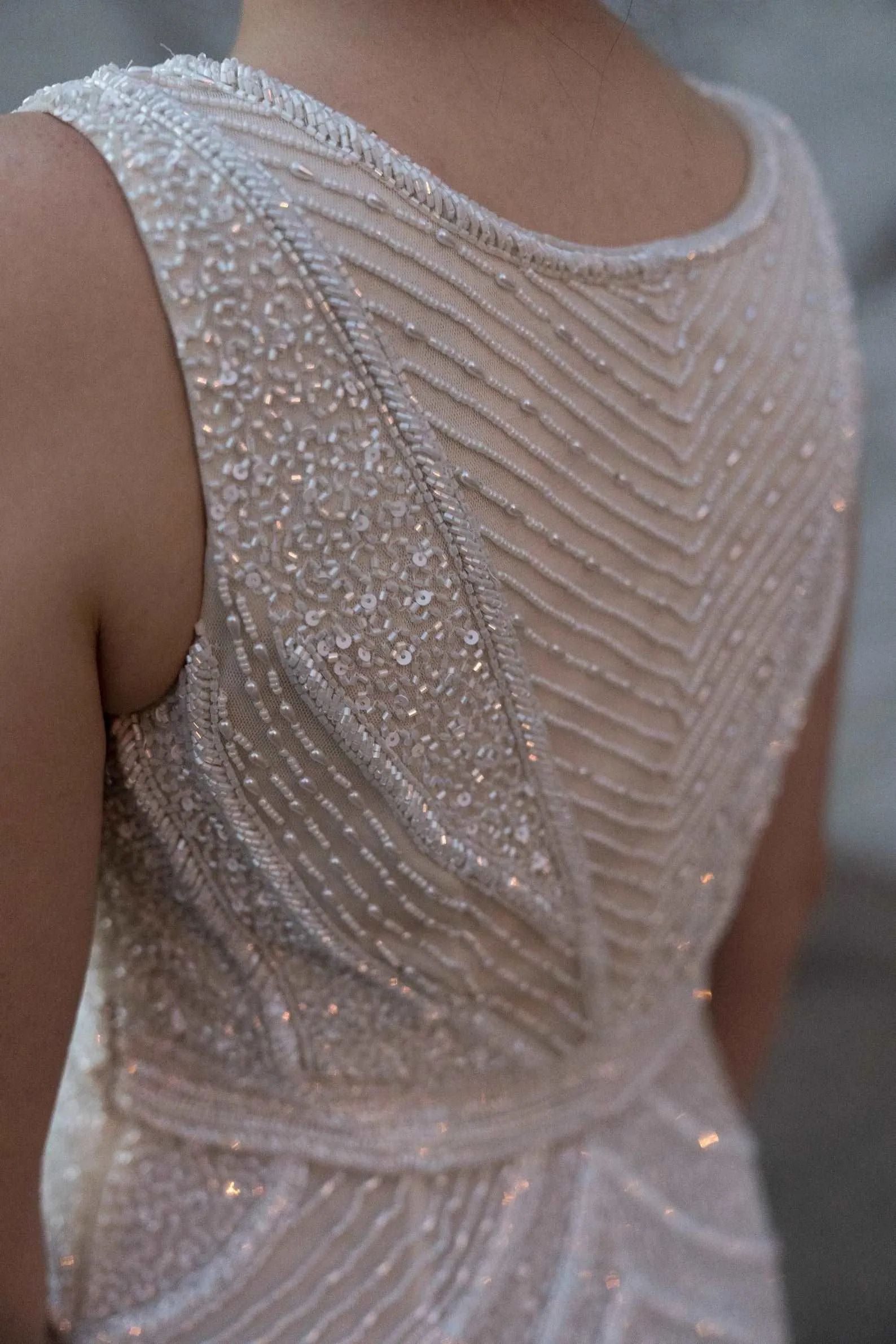 Beaded Art Deco Style Fit & Flare Wedding Dress | Gabby