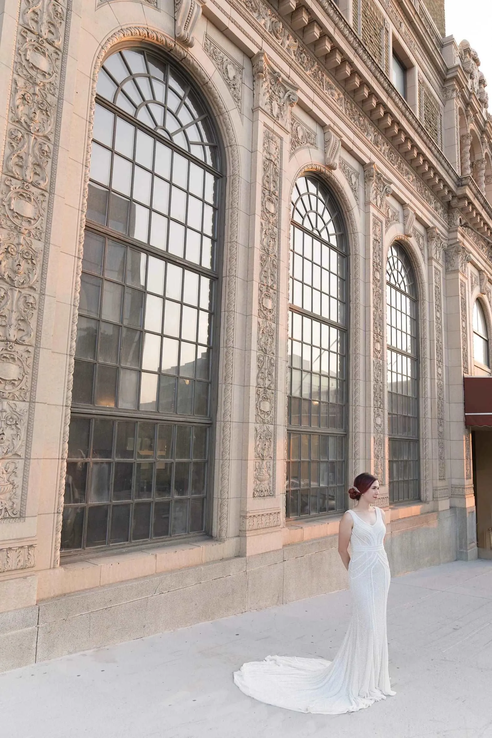 Beaded Art Deco Style Fit & Flare Wedding Dress | Gabby