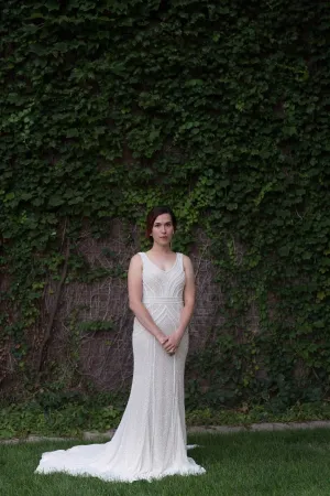 Beaded Art Deco Style Fit & Flare Wedding Dress | Gabby