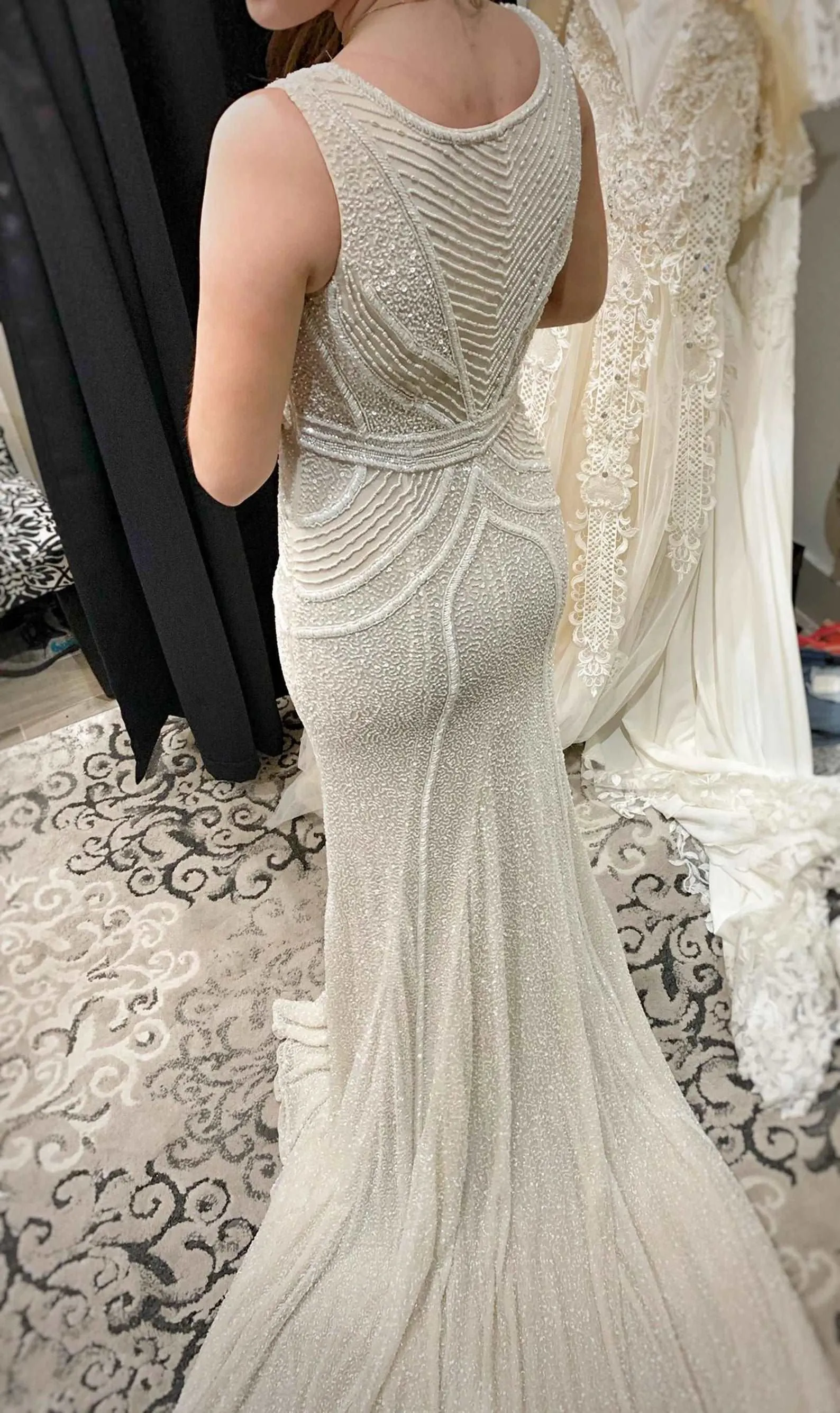 Beaded Art Deco Style Fit & Flare Wedding Dress | Gabby