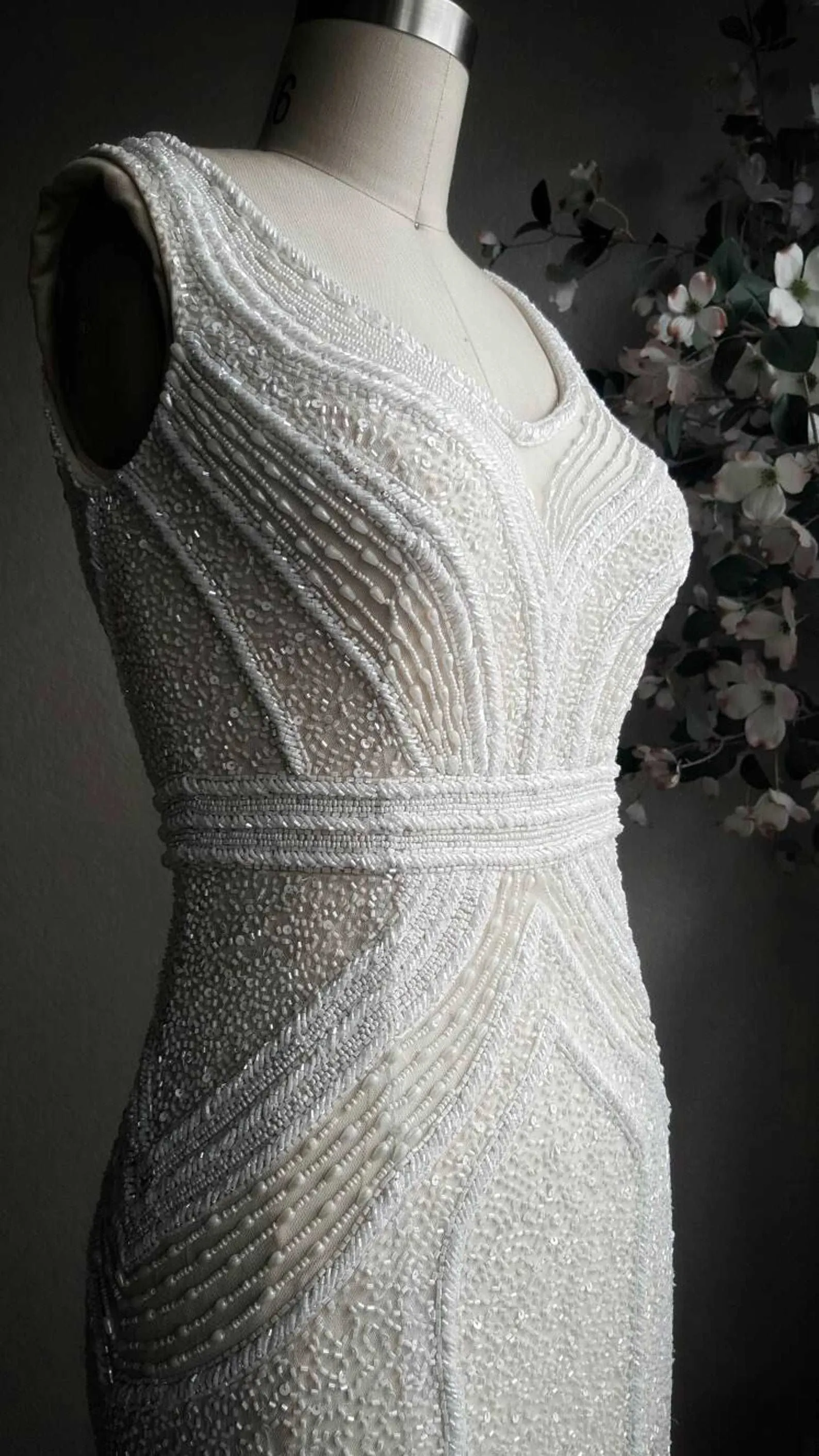 Beaded Art Deco Style Fit & Flare Wedding Dress | Gabby