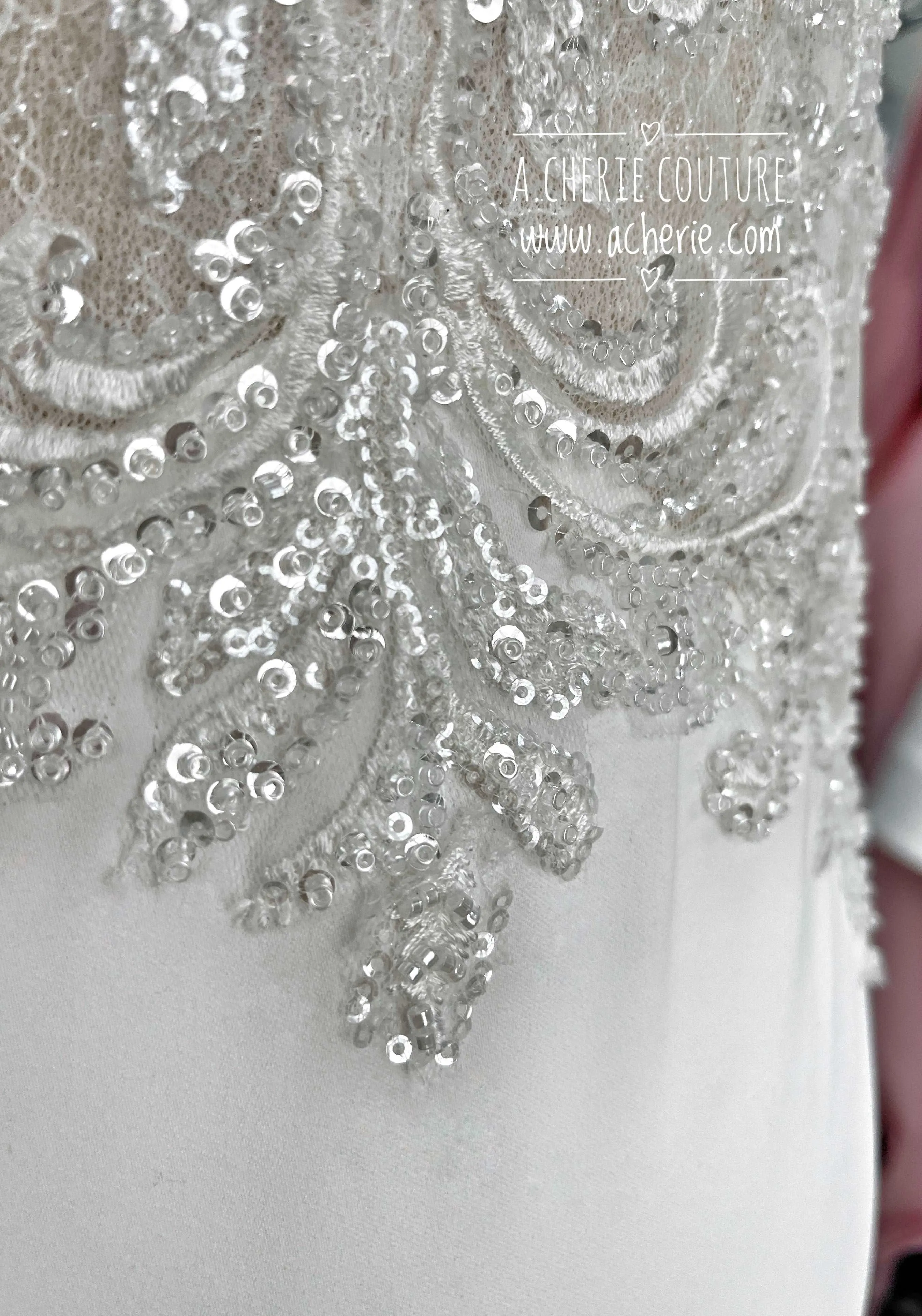 Beaded Low Back Crepe Fit & Flare Wedding Dress Alaina