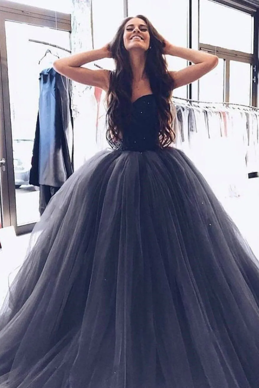 Beaded Sweetheart Corset Ball Gown Prom Dress with Tulle Skirt