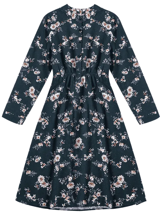 BerryBetty - Chic Tiny Floral Fit And Flare Dress