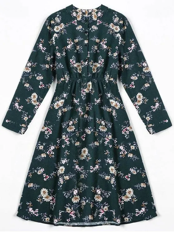 BerryBetty - Chic Tiny Floral Fit And Flare Dress