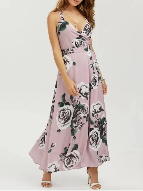 BerryBetty - Cute Floral Strappy Beach Maxi Dress