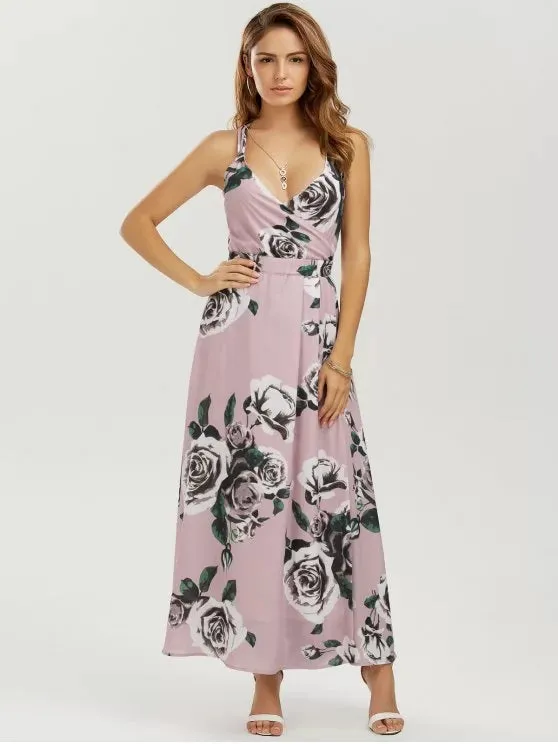 BerryBetty - Cute Floral Strappy Beach Maxi Dress