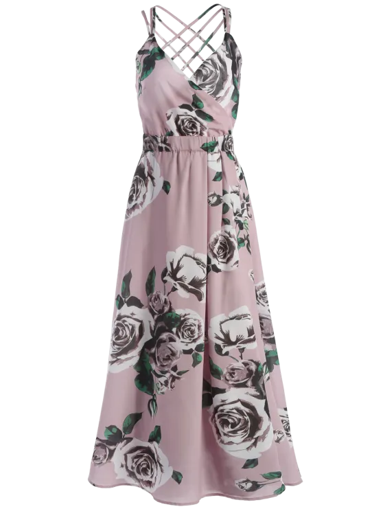 BerryBetty - Cute Floral Strappy Beach Maxi Dress