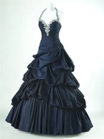 Black Halter A-Line Beading Vintage Long Formal Prom Dress, D242