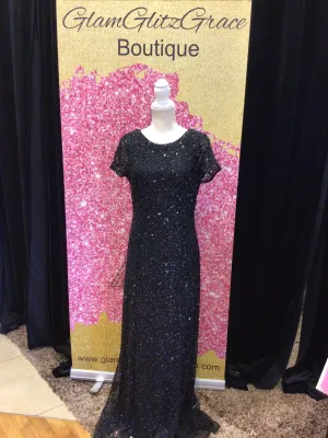 Black Long Short Sleeves Sequin Dress