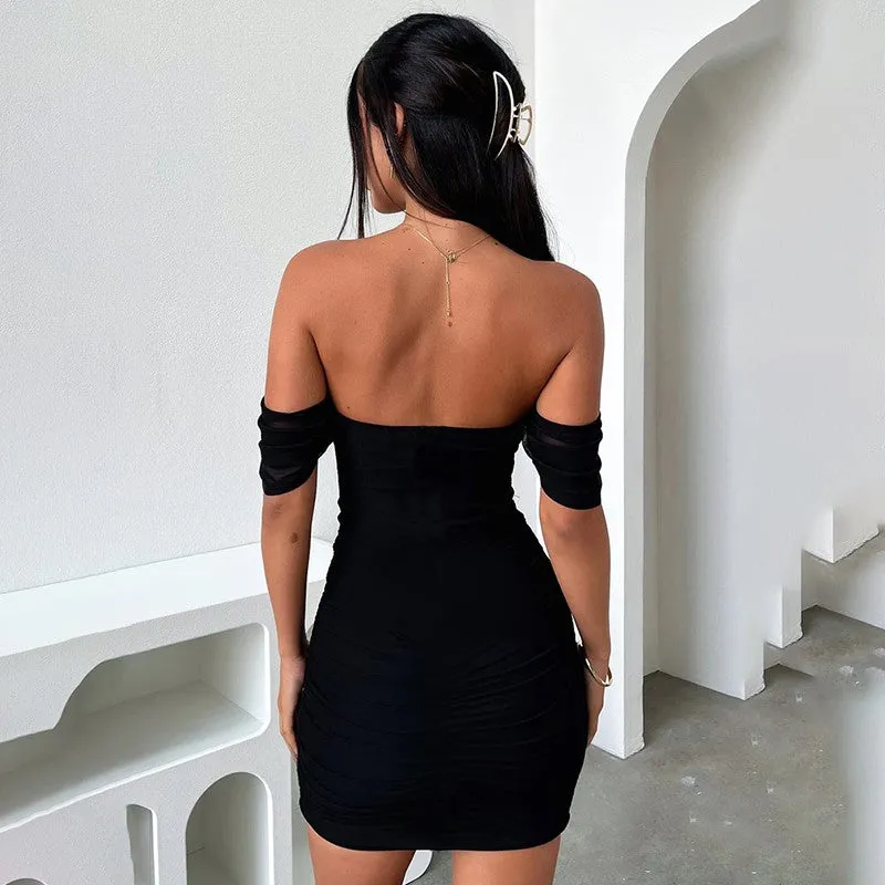 Black Off Shoulder Mini Dress
