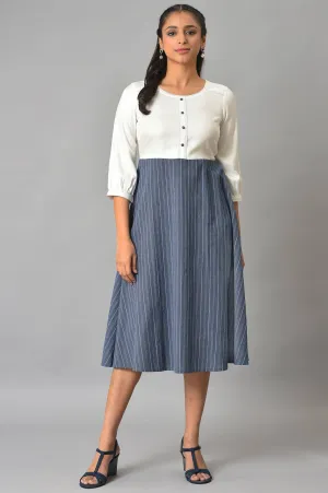 Blue A-Line Printed Summer Dress
