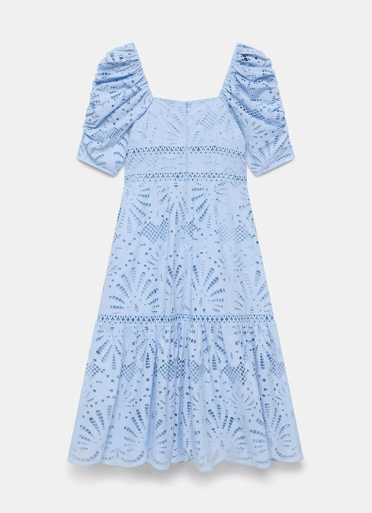 Blue Broderie Midi Dress