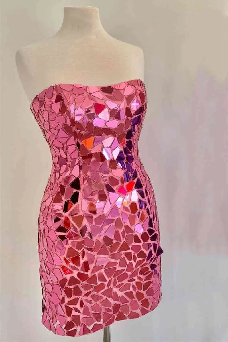Bodycon Strapless Short homecoming Dresses with Beading