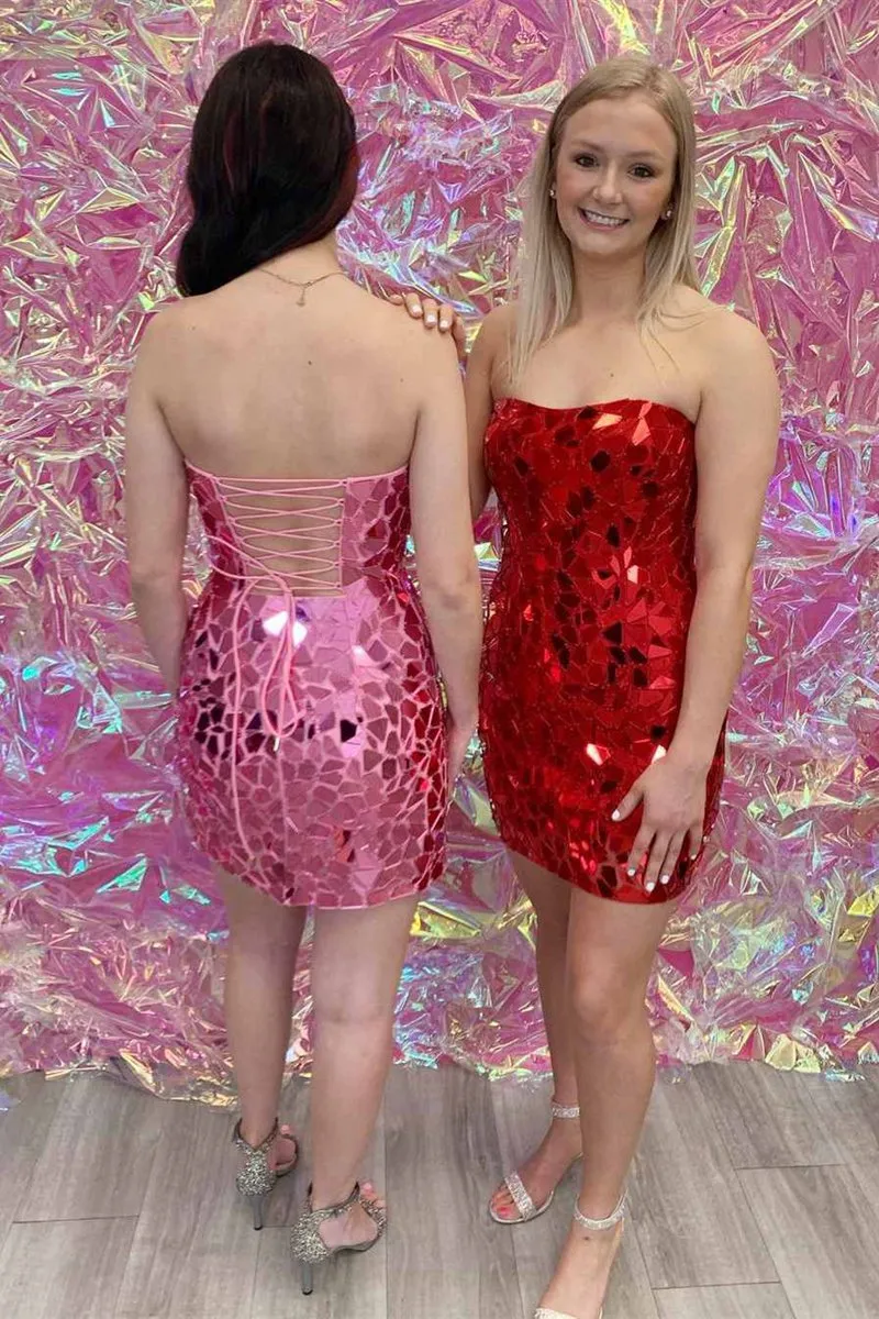 Bodycon Strapless Short homecoming Dresses with Beading