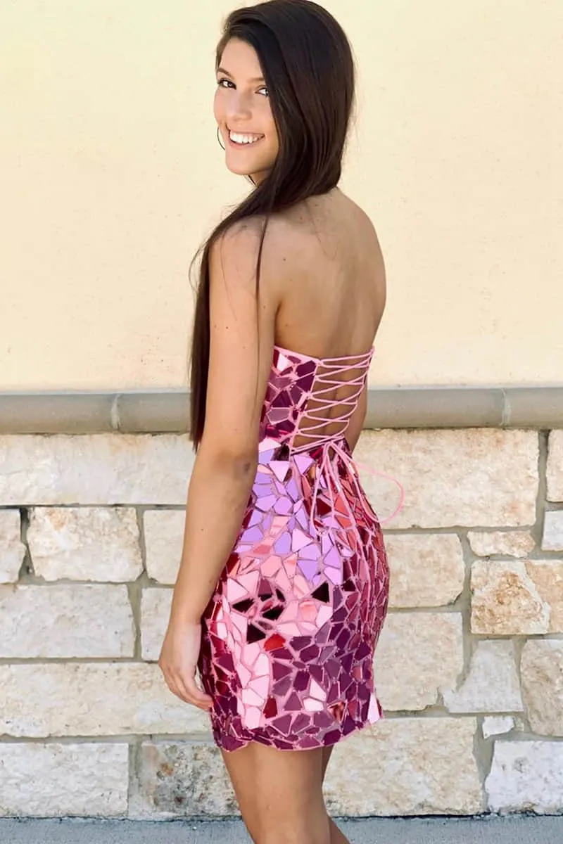 Bodycon Strapless Short homecoming Dresses with Beading