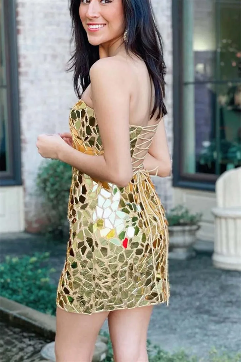 Bodycon Strapless Short homecoming Dresses with Beading