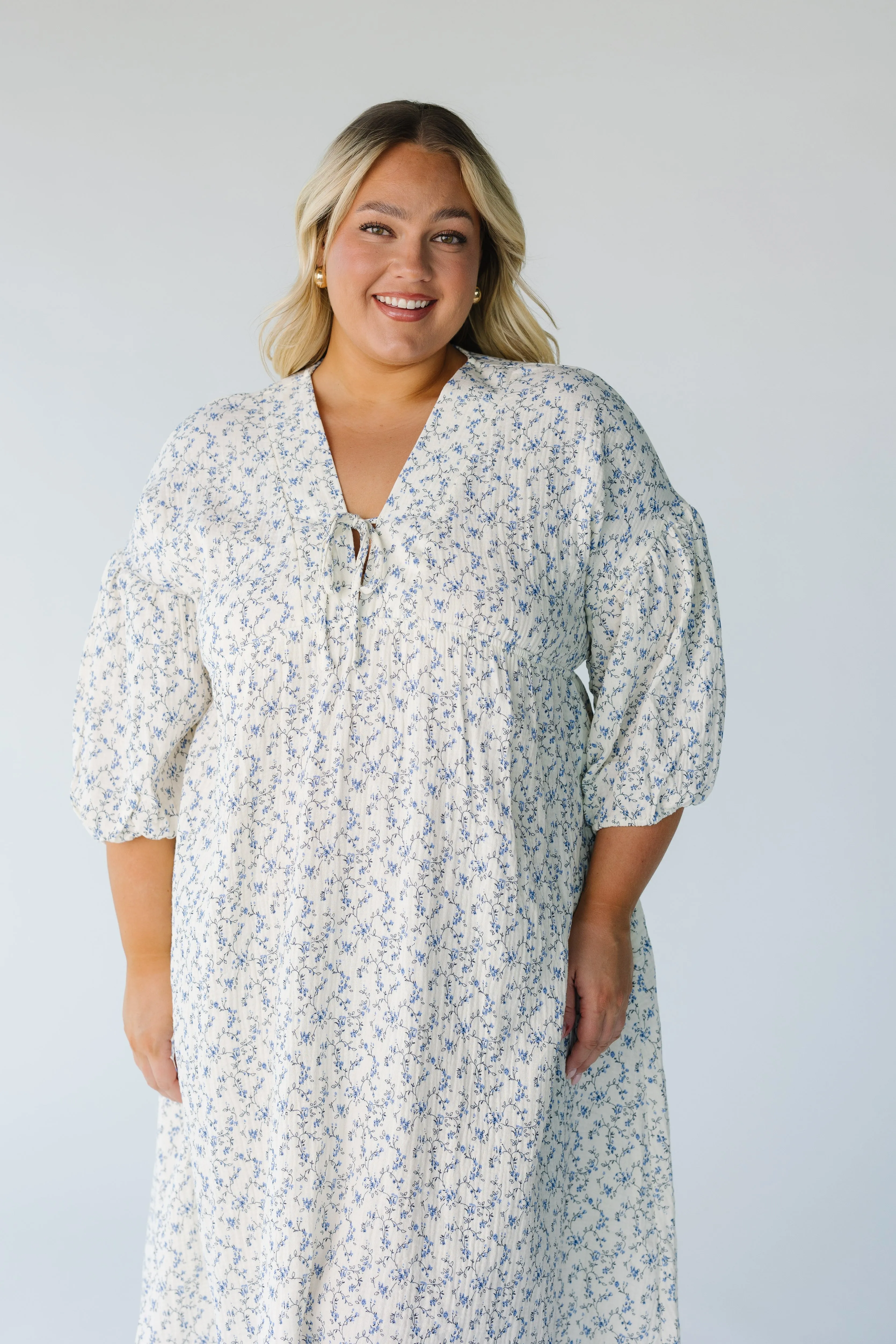 Brass & Roe Ditsy Gauze Tie Front Dress