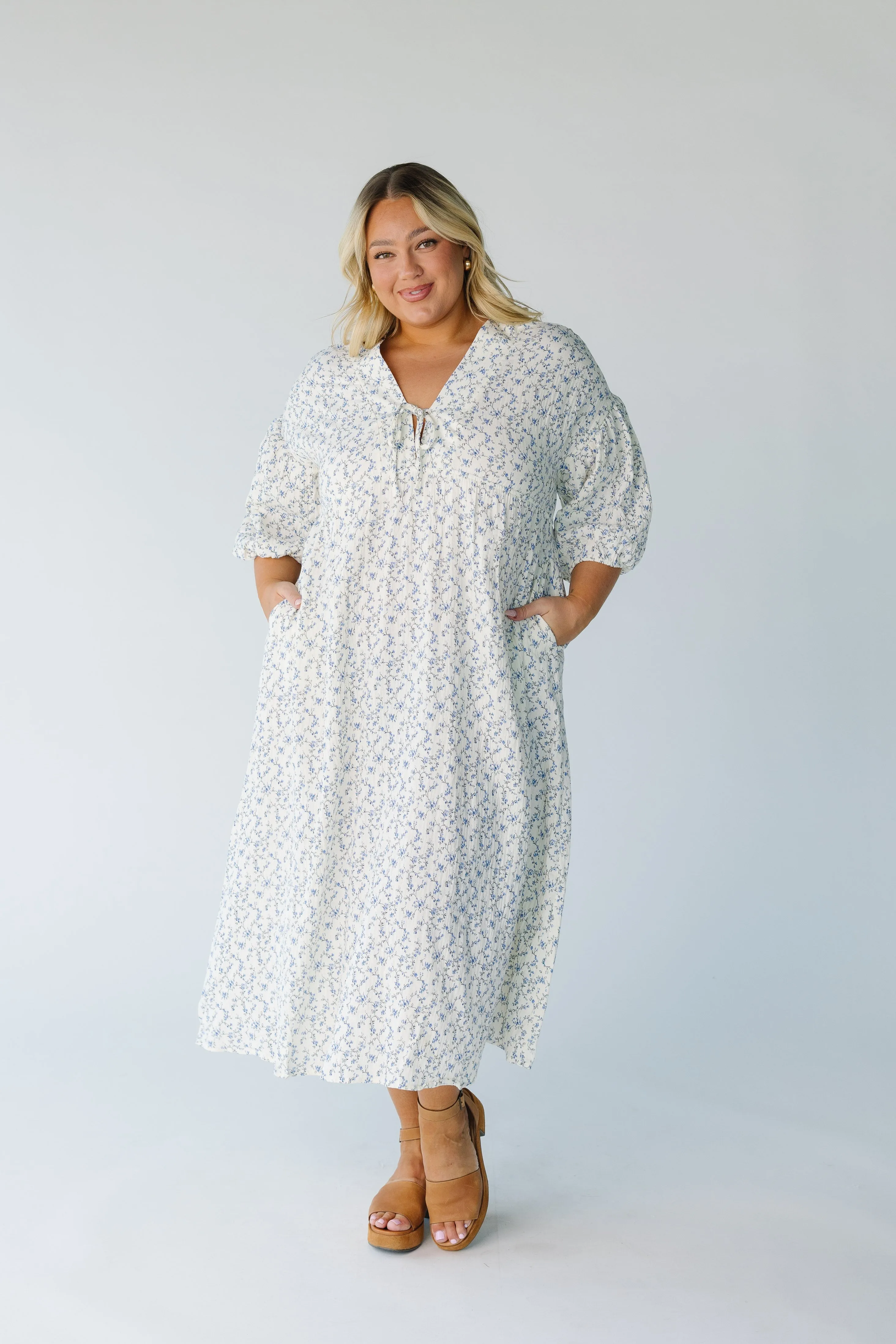 Brass & Roe Ditsy Gauze Tie Front Dress