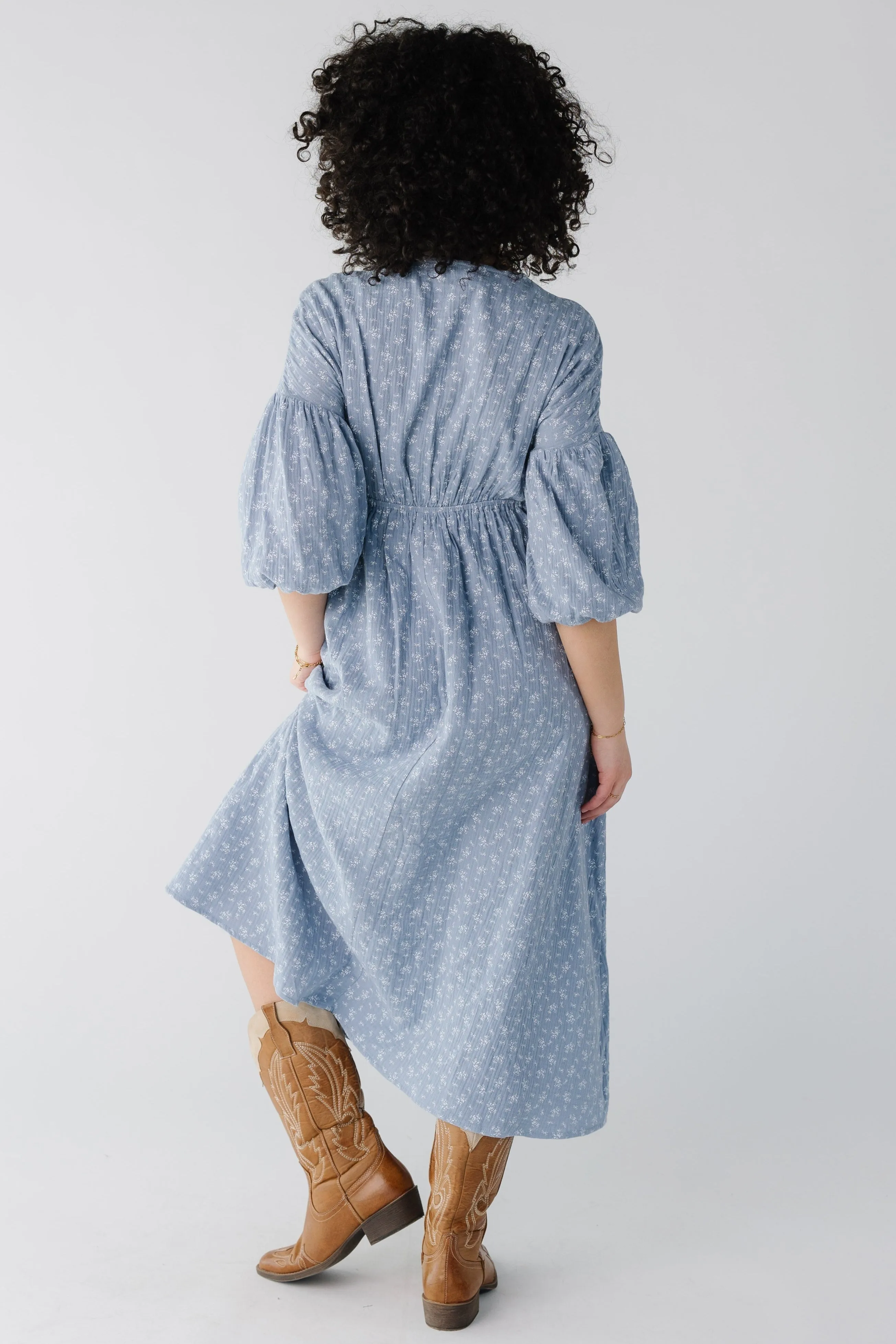 Brass & Roe Ditsy Gauze Tie Front Dress
