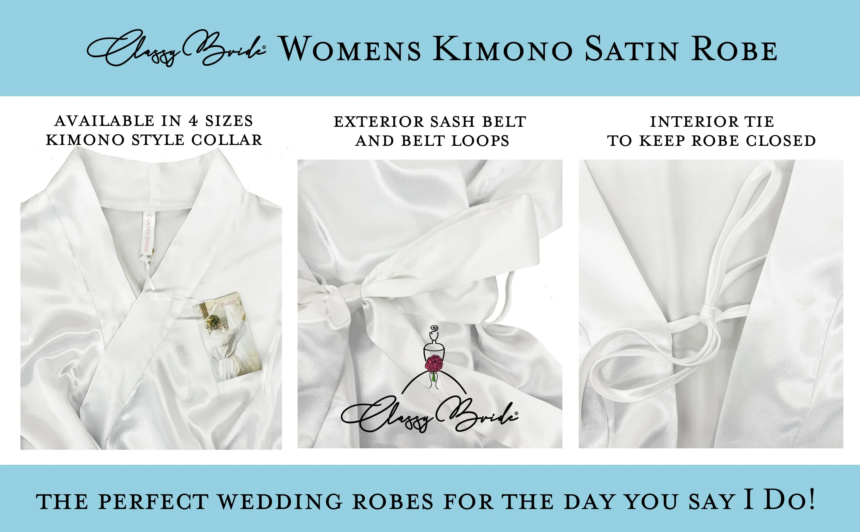 Bridal Satin Robe with Wedding Ring
