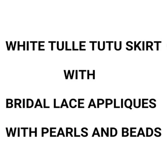 Bridal Tulle Skirt with Lace Appliques White Knee Length Womens One Size OS -08