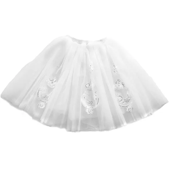 Bridal Tulle Skirt with Lace Appliques White Knee Length Womens One Size OS -08