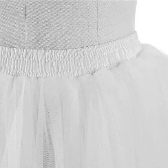Bridal Tulle Skirt with Lace Appliques White Knee Length Womens One Size OS -08