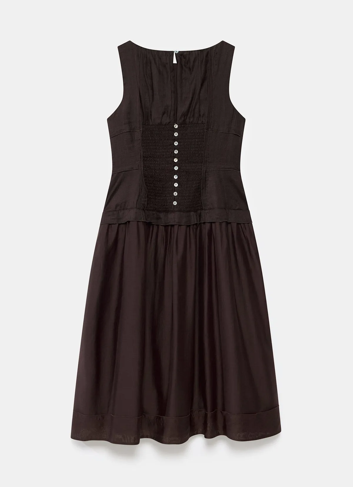 Brown Drop Waist Midi Dress