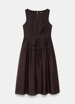 Brown Drop Waist Midi Dress