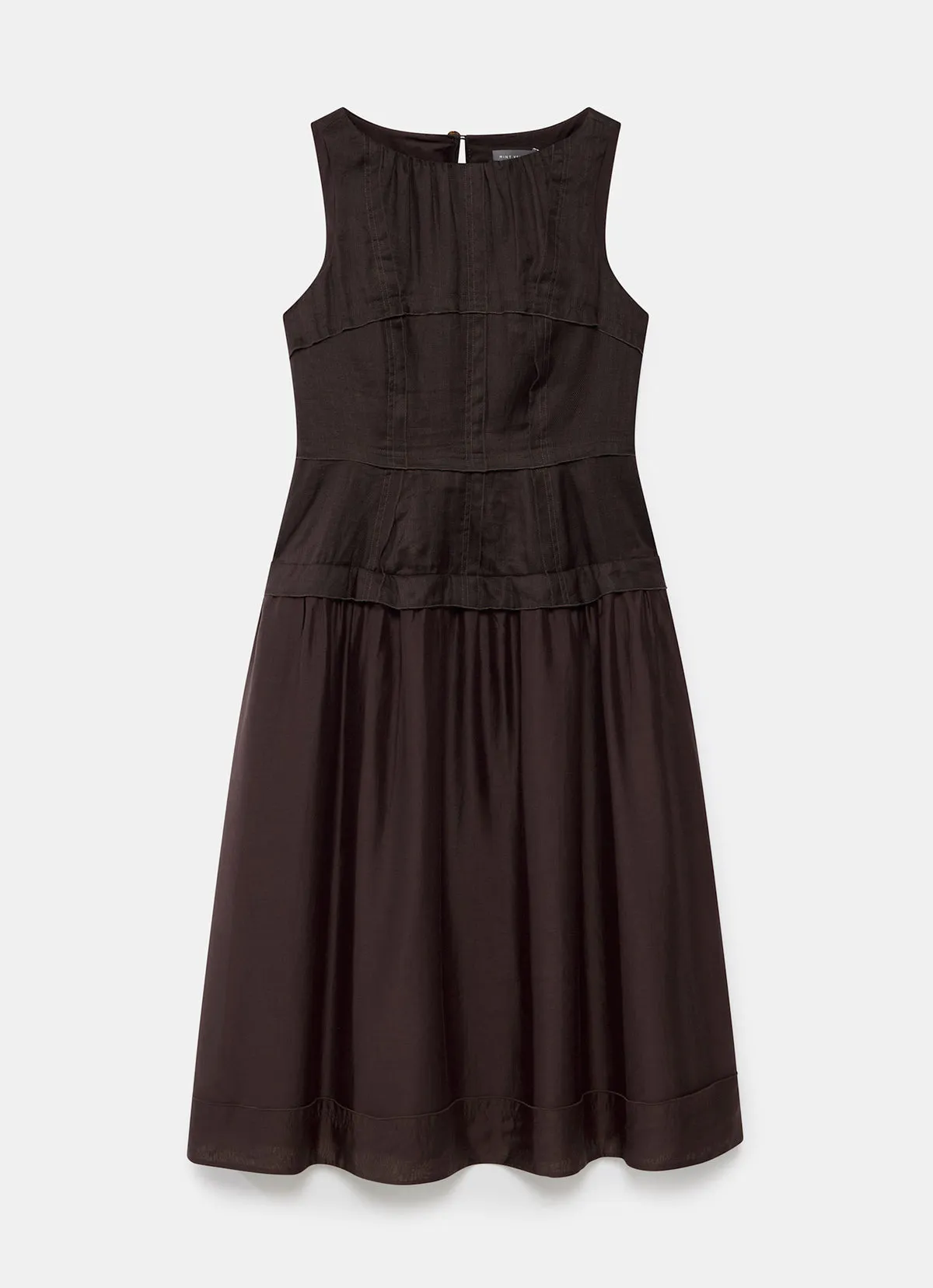 Brown Drop Waist Midi Dress