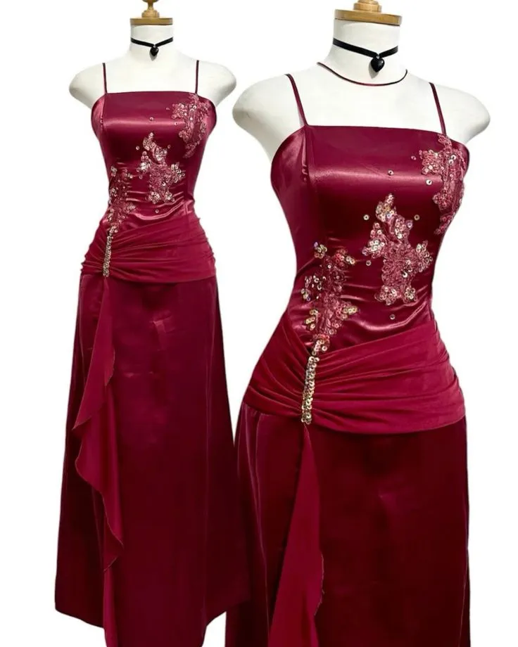 Burgundy Prom Party Dress Long Formal Evening Dress    fg7497