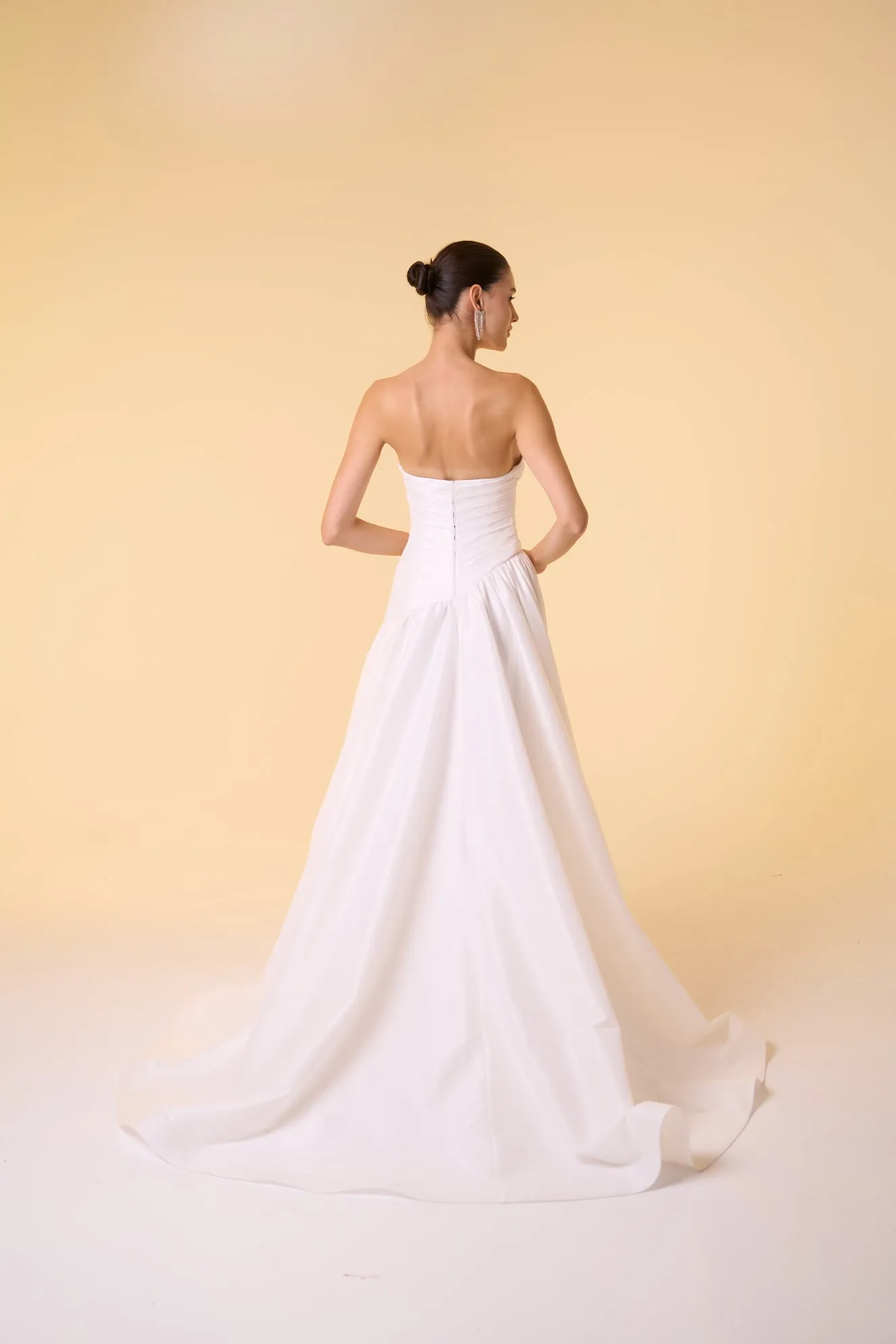 Calla asymmetrical dropped waist gown