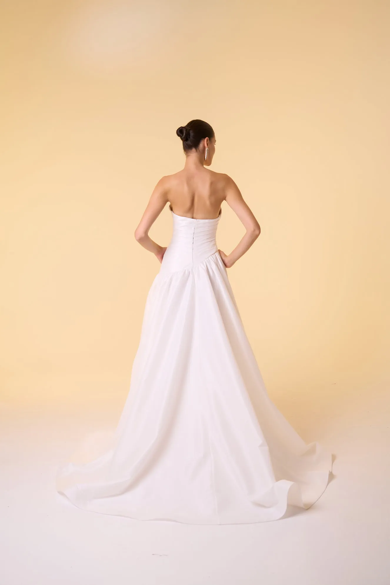 Calla asymmetrical dropped waist gown