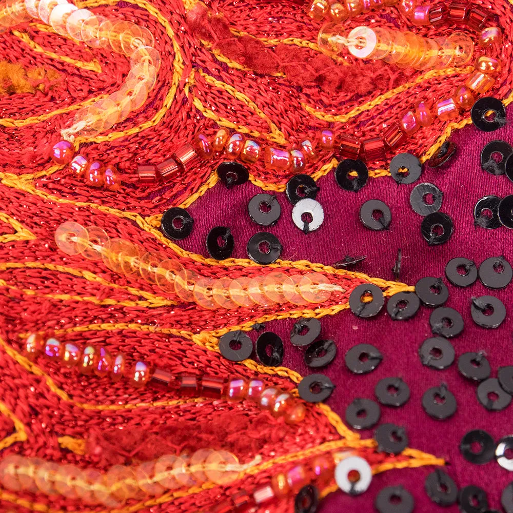 Carolina Herrera '80s Merlot Beaded and Sequined Dragon Bubble Cocktail Dress