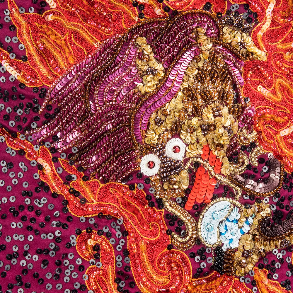 Carolina Herrera '80s Merlot Beaded and Sequined Dragon Bubble Cocktail Dress