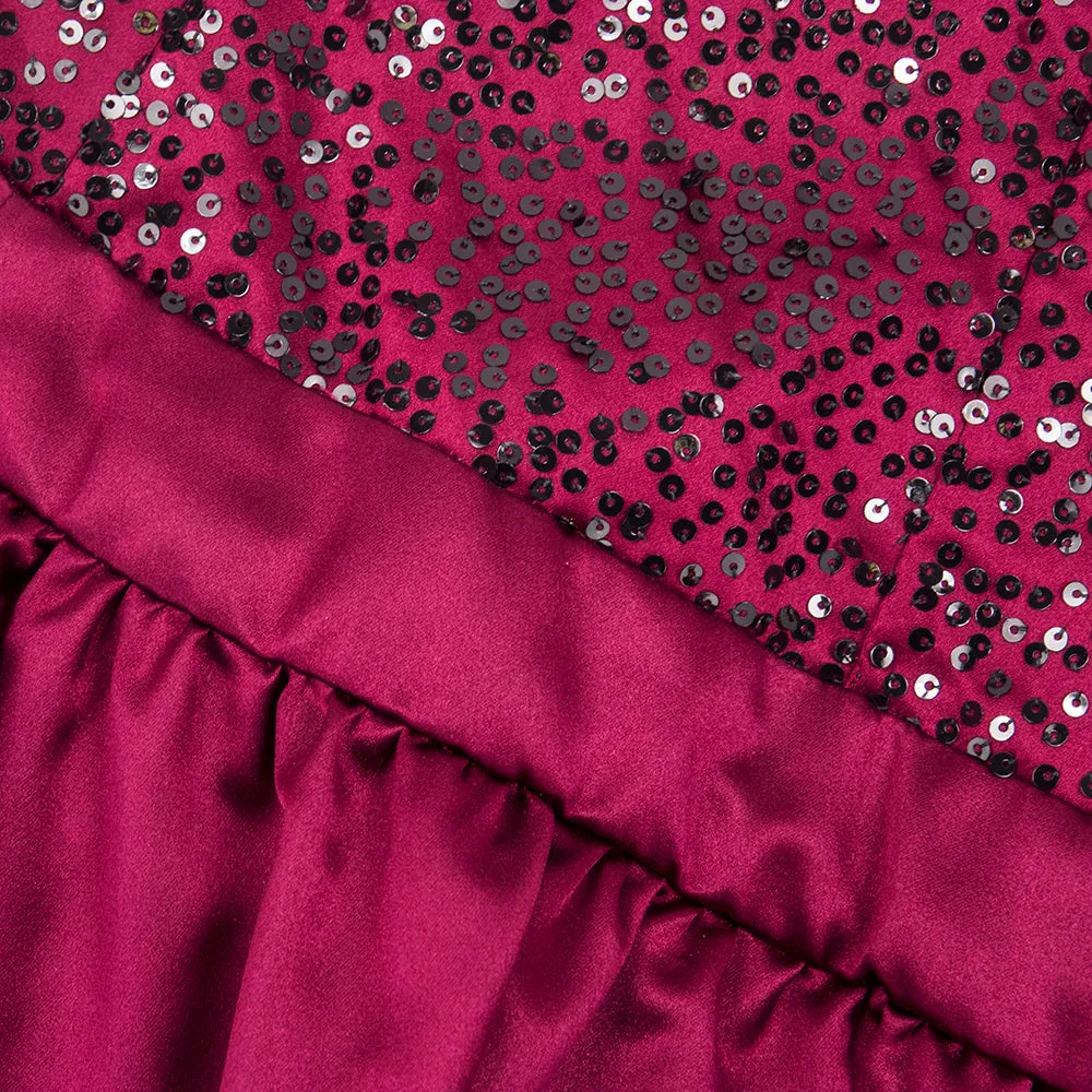Carolina Herrera '80s Merlot Beaded and Sequined Dragon Bubble Cocktail Dress