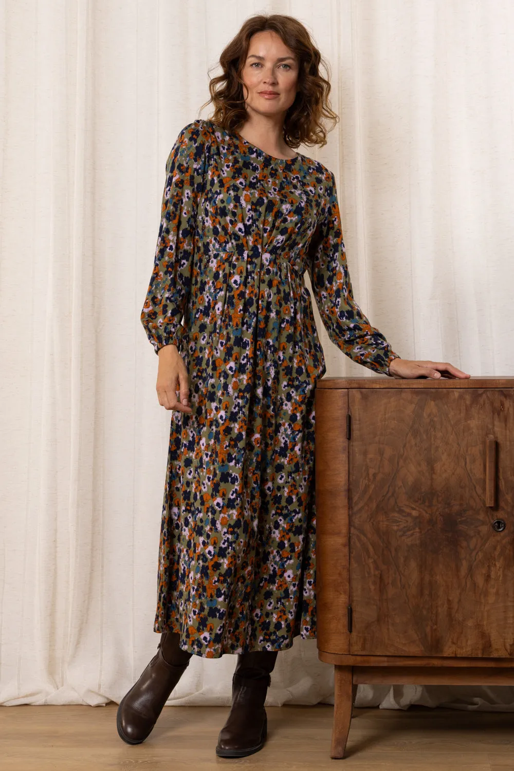 Celia Floral Print Midi Dress