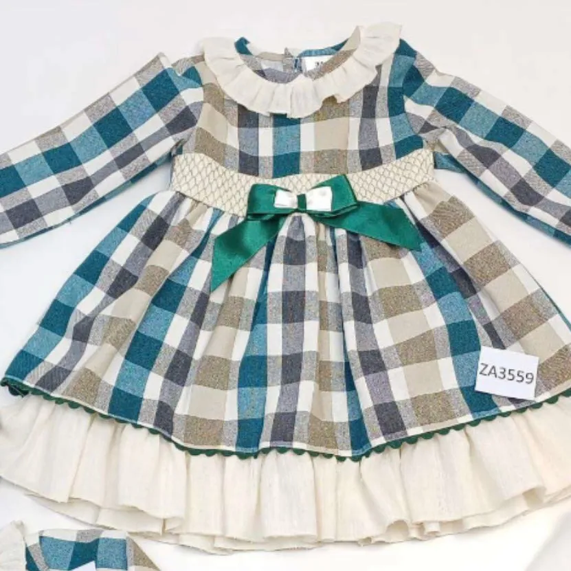 Ceyber Older Girls Green and Tan Dress