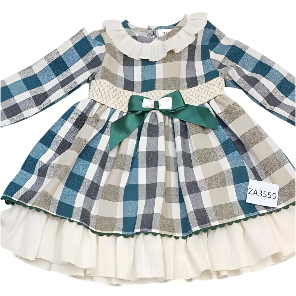 Ceyber Older Girls Green and Tan Dress
