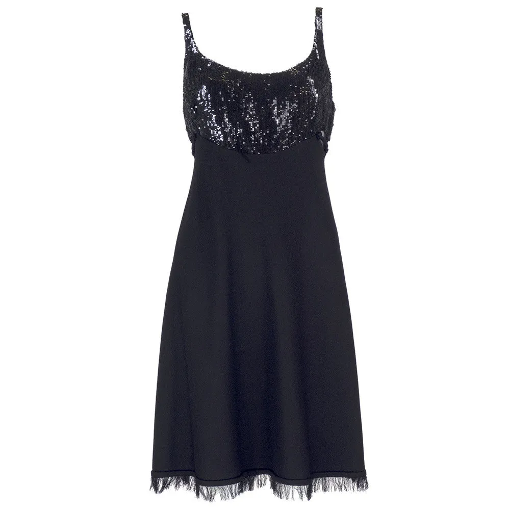 CHADO RALPH RUCCI Black Cashmere & Sequin Dress