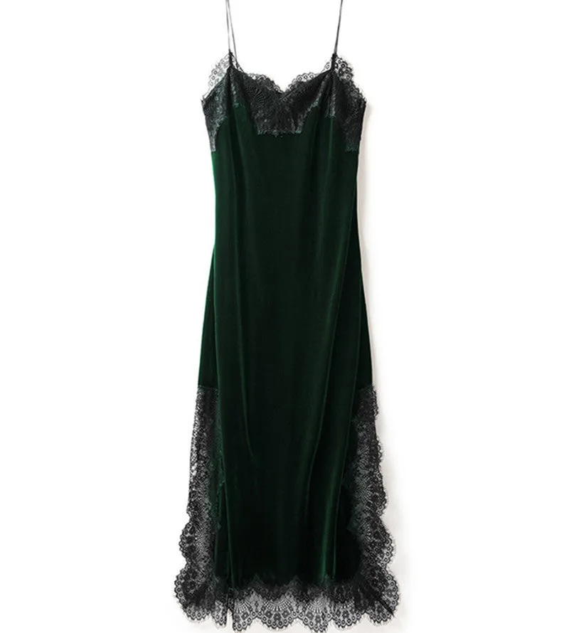 CHANGLA Strap Velvet Lace Dress Women Autumn Winter Dresses Elegant Black Evening Party Long Dresses Womans vestidos