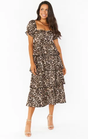 Charleston Ruffle Midi Dress ~ Lovely Leopard
